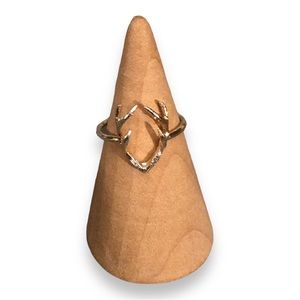 Silver tone antler ring